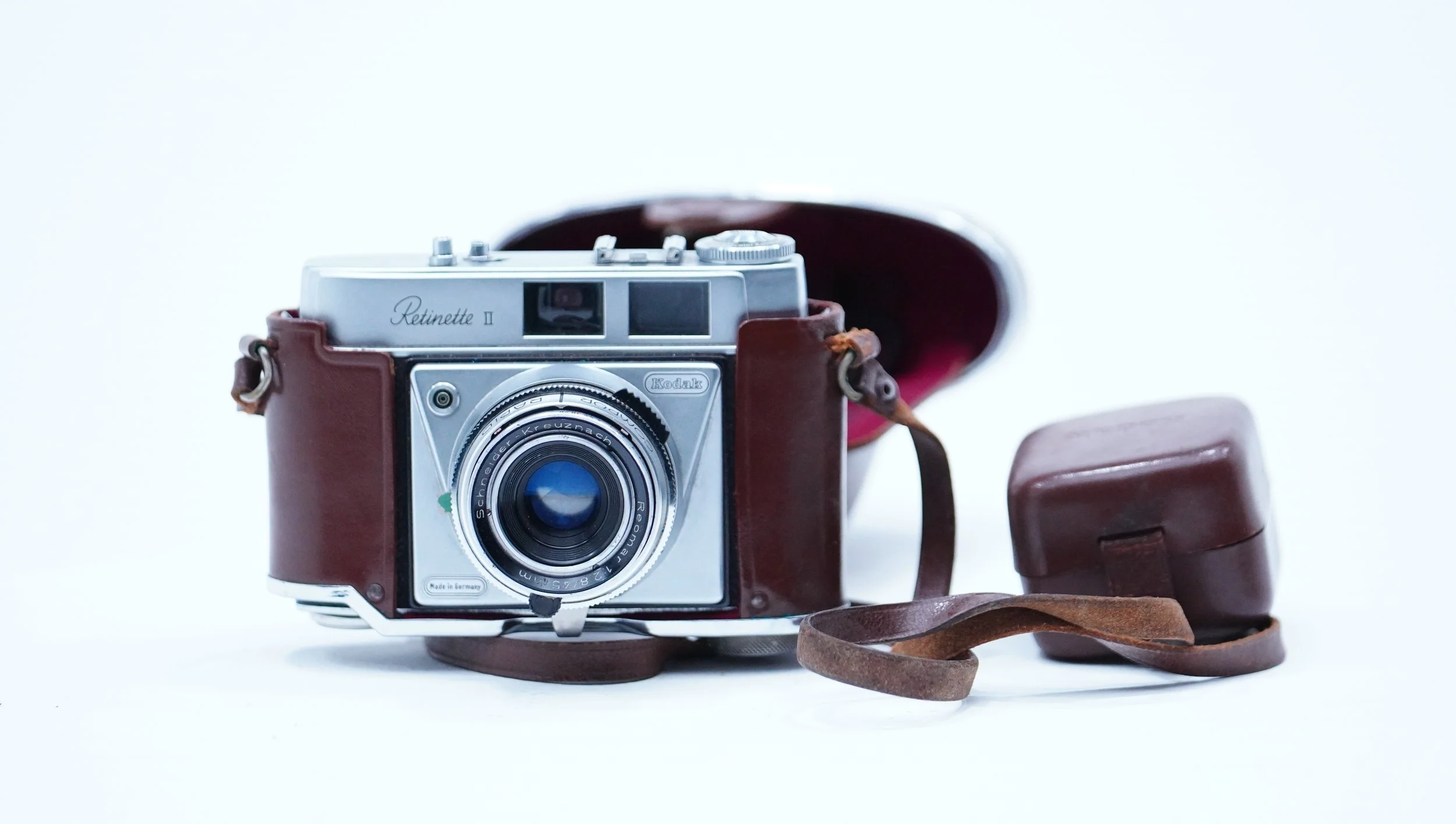 Kodak Retinette II camera with leather case